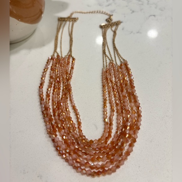 Multi-Strand Orange Beaded Necklace - Picture 1 of 2